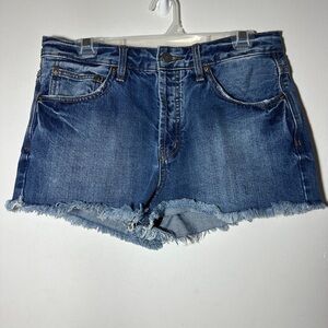 Free People High-Rise Button Fly Cute-off Jean Shorts Raw Hem Size 29